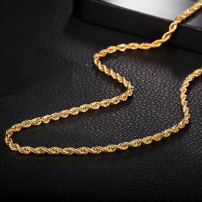 VVS Jewelry Gold/Silver Stainless Steel Rope Chain + FREE Rope Bracelet