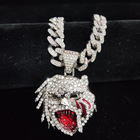 VVS Jewelry Grizzley Half Tee Half Beast Iced out Cuban Pendant Chain