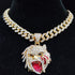 VVS Jewelry Grizzley Half Tee Half Beast Iced out Cuban Pendant Chain