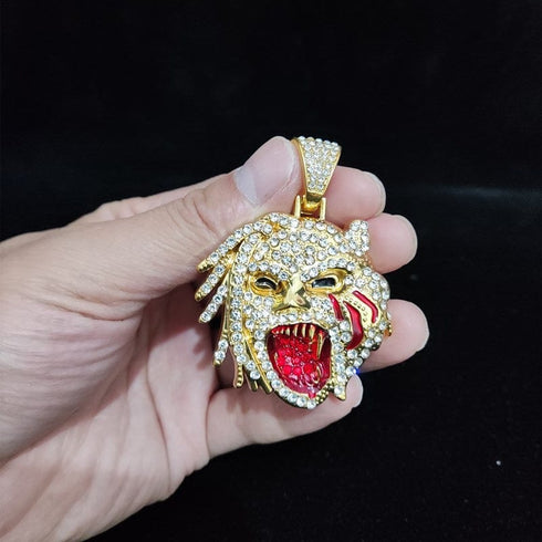 VVS Jewelry Grizzley Half Tee Half Beast Iced out Cuban Pendant Chain