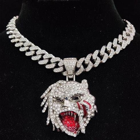 VVS Jewelry Grizzley Half Tee Half Beast Iced out Cuban Pendant Chain