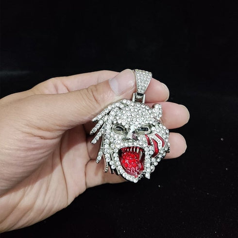 VVS Jewelry Grizzley Half Tee Half Beast Iced out Cuban Pendant Chain