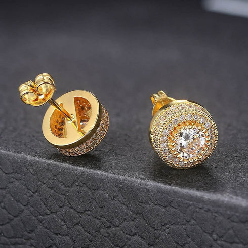 VVS Jewelry Iced Button Stud Earrings