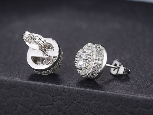 VVS Jewelry Iced Button Stud Earrings
