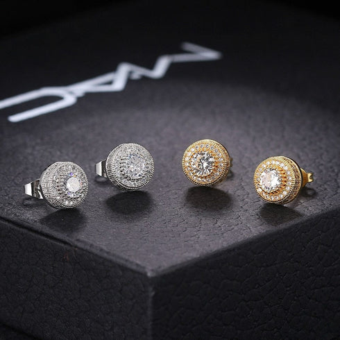 VVS Jewelry Iced Button Stud Earrings