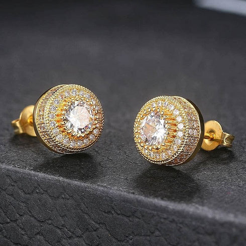 VVS Jewelry Iced Button Stud Earrings