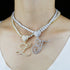VVS Jewelry Iced Cursive Heart Initial Pendant Tennis Necklace