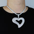 VVS Jewelry Iced Out Big Hollow Baguette Heart Pendant Chain