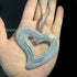 VVS Jewelry Iced Out Big Hollow Baguette Heart Pendant Chain