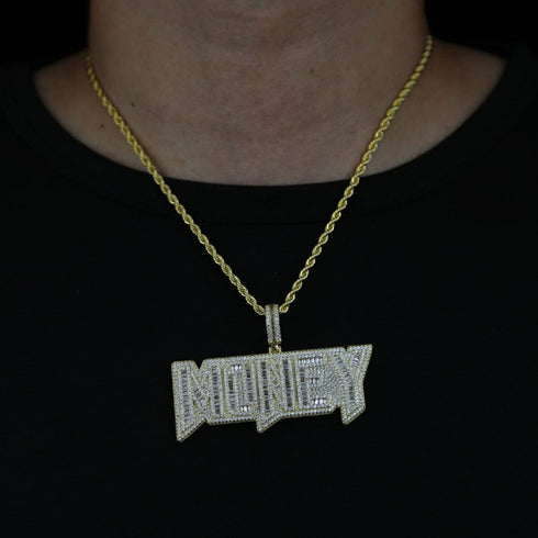 VVS Jewelry Iced Out "MONEY" Pendant Chain