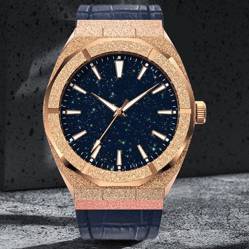 VVS Jewelry Iced Stardust Bling Leather Strap Watch