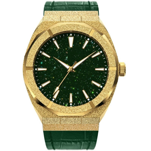 VVS Jewelry Iced Stardust Bling Leather Strap Watch