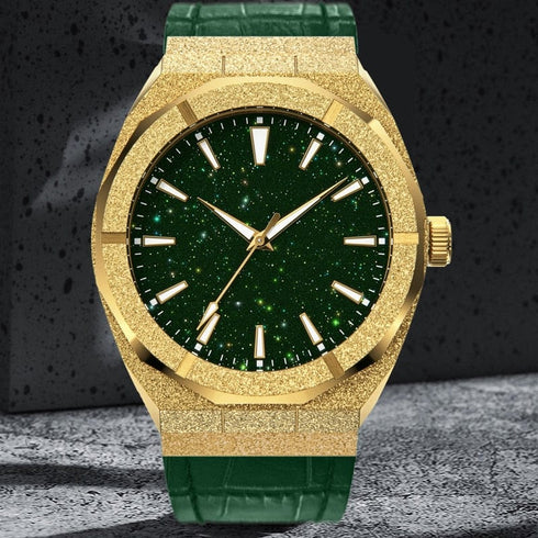 VVS Jewelry Iced Stardust Bling Leather Strap Watch