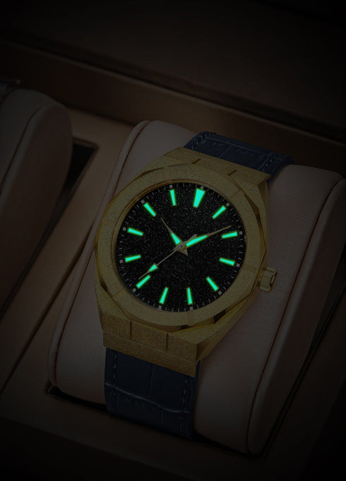 VVS Jewelry Iced Stardust Bling Leather Strap Watch