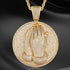 VVS Jewelry Micro Pave Circle Praying Hands