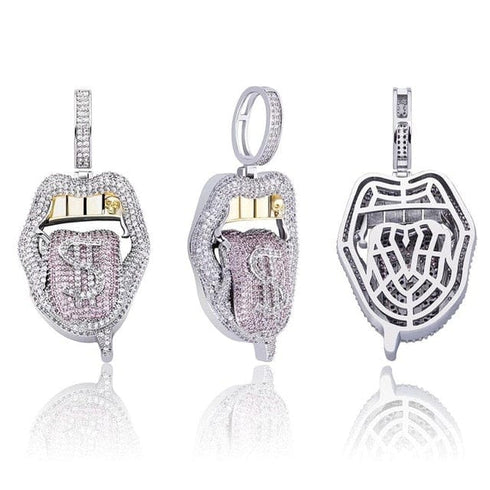 VVS Jewelry $$$ Micropaved Lip Pendant Necklace