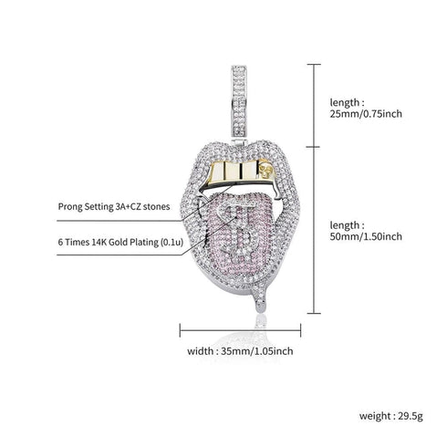 VVS Jewelry $$$ Micropaved Lip Pendant Necklace