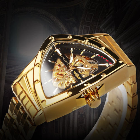 VVS Jewelry Military Triangle Skeleton Mechanical Watch