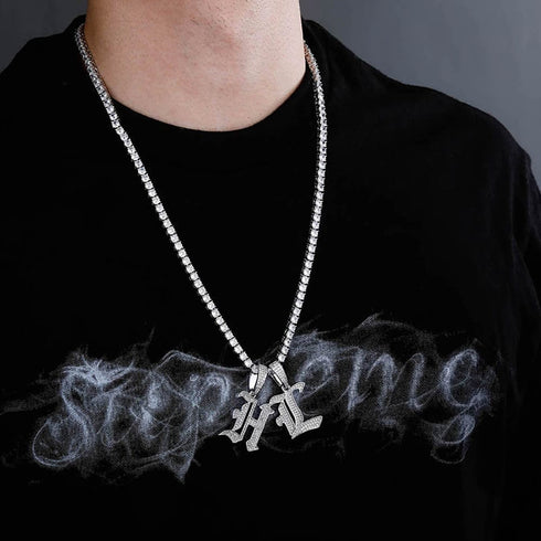 VVS Jewelry Old English Initial Pendant Necklace