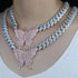VVS Jewelry Pink Silver Butterfly Miami Cuban Choker
