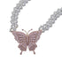 VVS Jewelry Pink Silver Butterfly Miami Cuban Choker