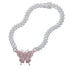 VVS Jewelry Pink Silver Butterfly Miami Cuban Choker