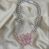 VVS Jewelry Pink Silver Butterfly Miami Cuban Choker