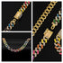 Rainbow Cuban Link Chain – Multicolor Iced Out Necklace & FREE Bracelet