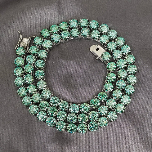 VVS Jewelry Rare Blue/Green 925 Sterling Silver Moissanite Tennis Chain