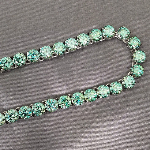 VVS Jewelry Rare Blue/Green 925 Sterling Silver Moissanite Tennis Chain