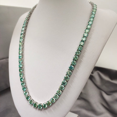 VVS Jewelry Rare Blue/Green 925 Sterling Silver Moissanite Tennis Chain