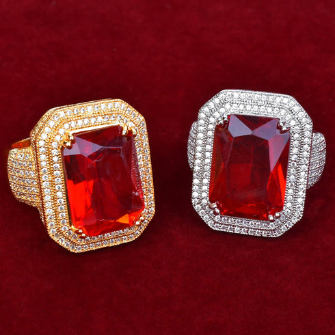 VVS Jewelry Red Synthetic Ruby Royal Ring
