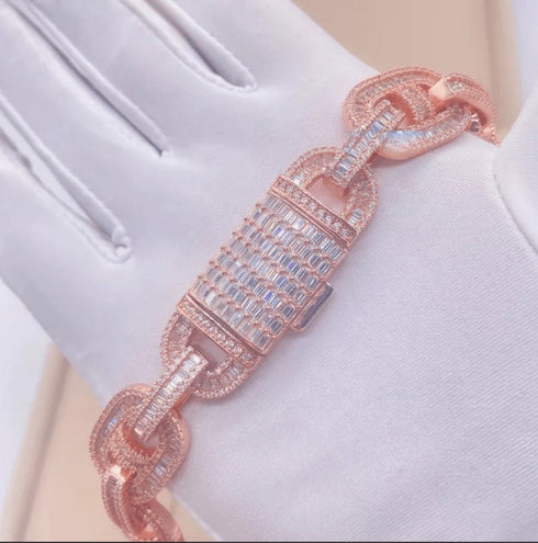 VVS Jewelry Rose Gold15mm Moissanite Mariner Link Chain