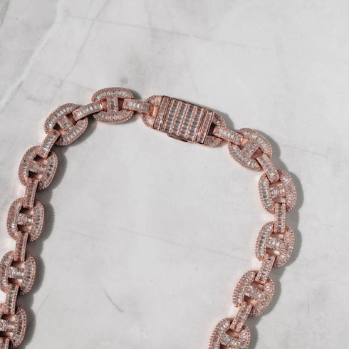 VVS Jewelry Rose Gold15mm Moissanite Mariner Link Chain