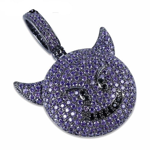 VVS Jewerly Iced Purple Devil Emoji Necklace