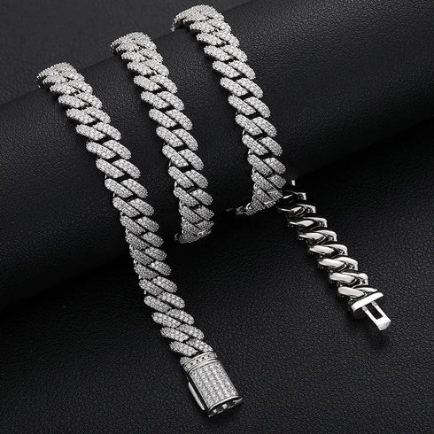 9mm VVS Moissanite Diamond 925 Sterling Silver Vermeil Cuban Chain