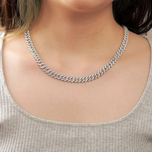 9mm VVS Moissanite Diamond 925 Sterling Silver Vermeil Cuban Chain