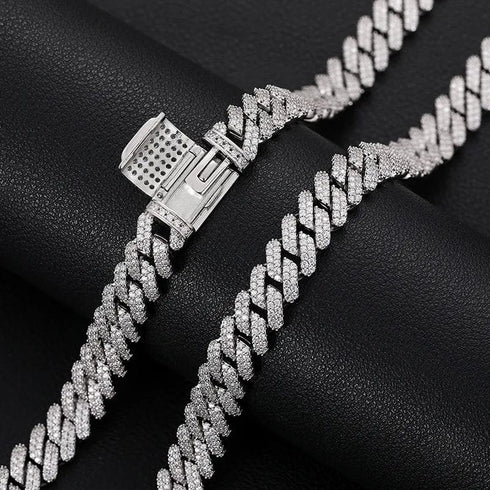 9mm VVS Moissanite Diamond 925 Sterling Silver Vermeil Cuban Chain