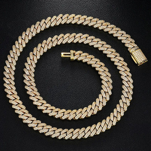 9mm VVS Moissanite Diamond 925 Sterling Silver Vermeil Cuban Chain