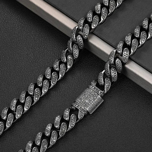 VVS Moissanite Black Iced Cuban Chain