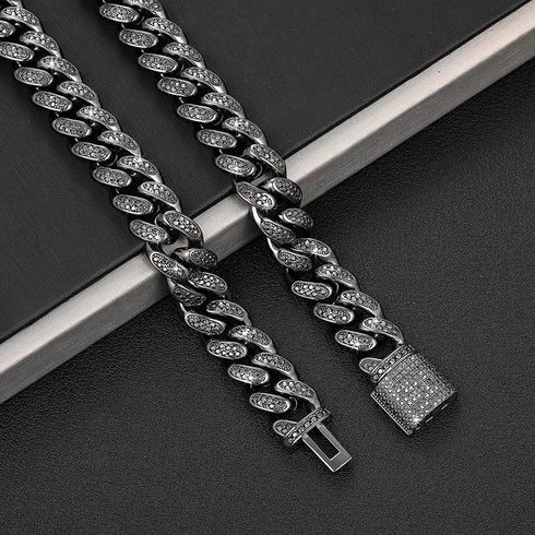 VVS Moissanite Black Iced Cuban Chain