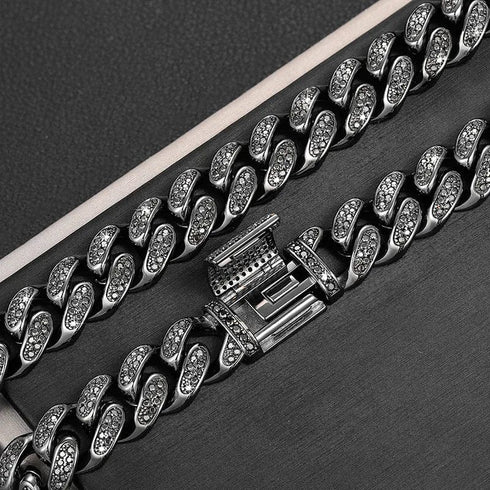 VVS Moissanite Black Iced Cuban Chain