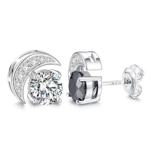 VVS Moissanite Moon S925 Silver Stud Earrings