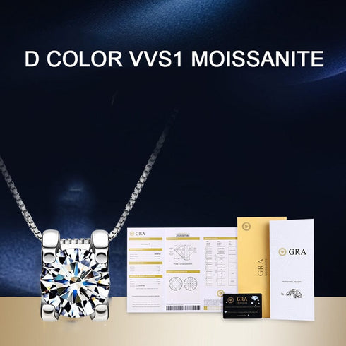 VVS1 Classic Moissanite Pendant 925 Silver Necklace