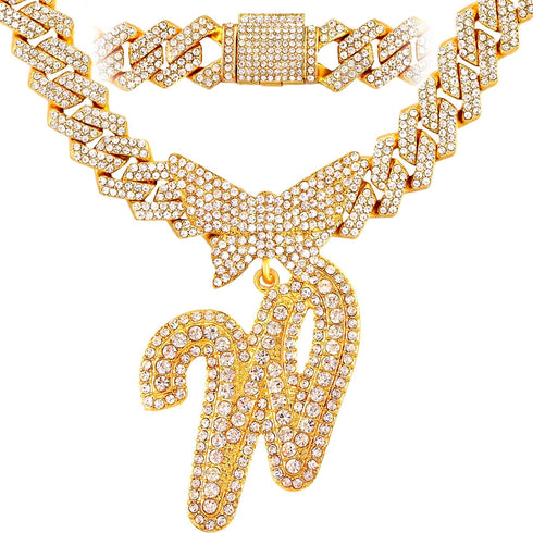 Bling Butterfly Letter Cuban Link Chain