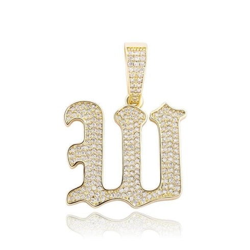 VVS Jewelry Old English Initial Pendant Necklace