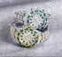 VVS Jewelry Two-Tone Green Iced Out Watch