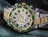 VVS Jewelry Two-Tone Green Iced Out Watch