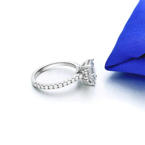 White Gold Square Radiant Cut 5CT Moissanite Engagement Ring