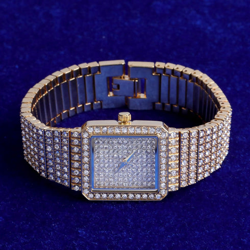 Women's Fully Iced Square Bling Watch